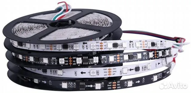 Адресная светодиодная лента RGB (L=5м), 60LED(5050)/1m, 12v