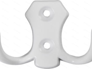 Крючок мебельный TKD007, двухрожковый, цвет белый
